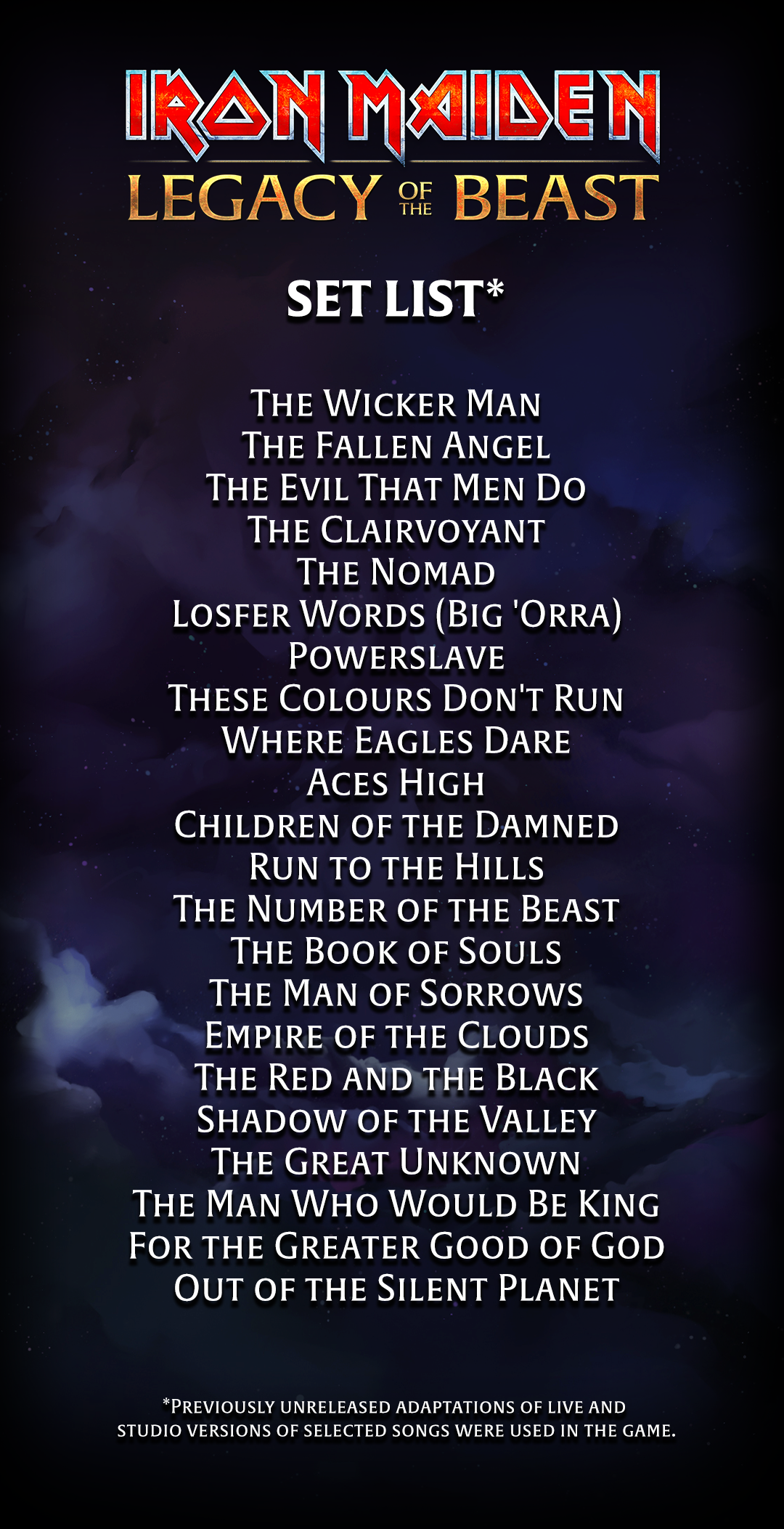 Iron Maiden Legacy of the Beast Set List Iron Maiden Legacy of the Beast