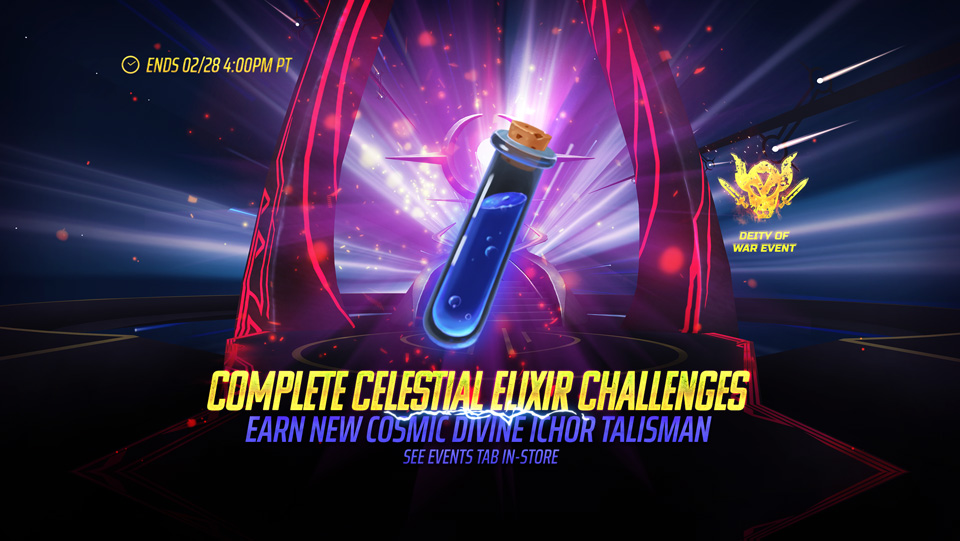 Complete Celestial Elixir Challenges to Earn new Cosmic Divine Ichor Talisman in Iron Maiden Legacy of the Beast mobile game.