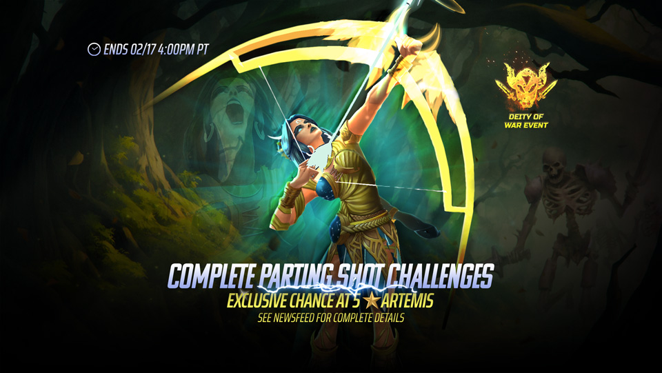 Complete Parting Shot Challenges. Exclusive Chance at Artemis in Iron Maiden Legacy of the Beast mobile game