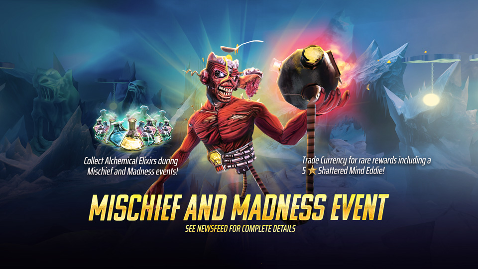 Mischief and Madness is a series of events that will run through the month of April. These events will all grant the exact same currency type - Alchemical Elixirs! Trade your Alchemical Elixirs in the Event Store for rare rewards including 5⭐ Shattered Mind Eddie, Cosmic Saga Somewhere In Time and Senjutsu Talismans and more in the Legacy of the Beast mobile game.