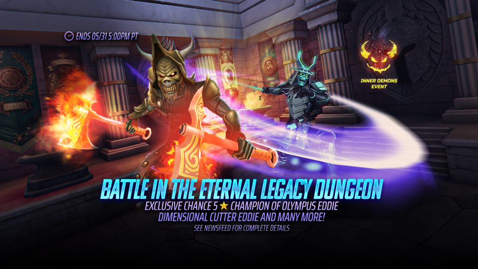 From now until May 31st at 5 PM PT, battle through the Eternal Legacy Dungeon! This dungeon has 4 difficulty settings. This annual event brings five Eddies from the last year to the store for you to pick up, as well as the Immortal Soul which contains all non-exclusive 4⭐ and 5⭐Eddies in Legacy of the Beast mobile game.