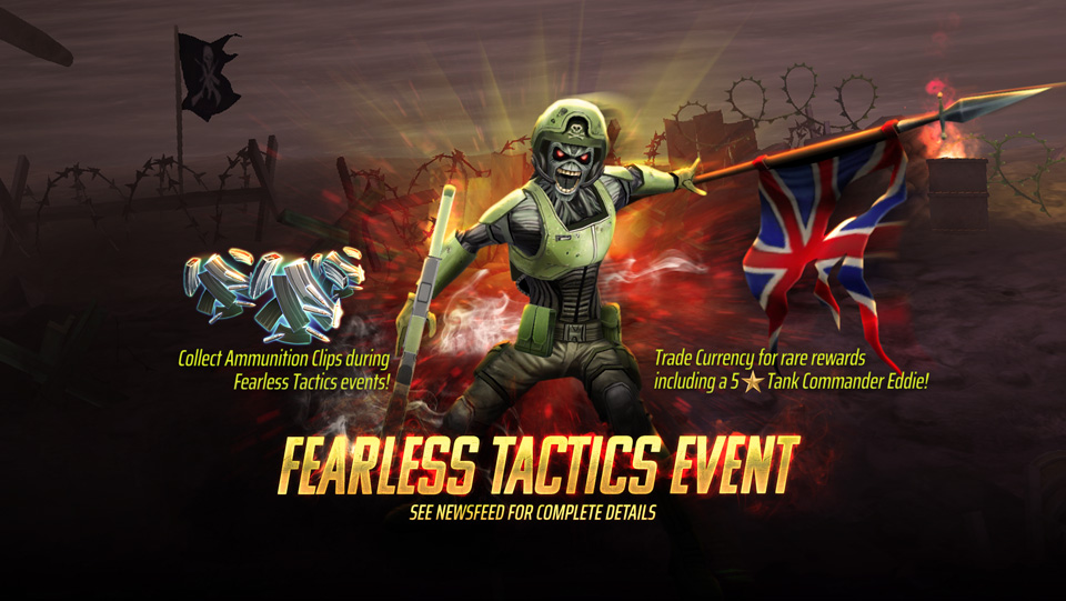 Fearless Tactics is a series of events that will run through the month of August. These events will all grant the exact same currency type - Ammunition Clips which you can trade in the Event Store for rare rewards including 5⭐ Tank Commander Eddie, Cosmic Demon Prince Talismans and Cosmic Deity Talismans and more in the Legacy of the Beast mobile game.