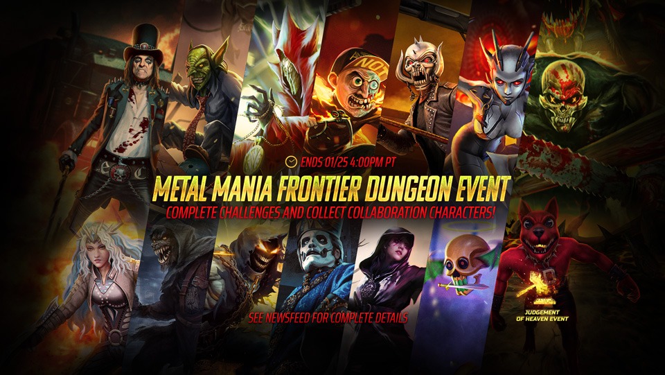 Take a journey into many of your favourite collaborations! Once it is unlocked, Metal Mania Dungeon will be open for 2 hours and you can play through 14 collab events that can be played an unlimited amount of times during that period. Play through previous collaboration events, alongside some of Metals most celebrated mascots!